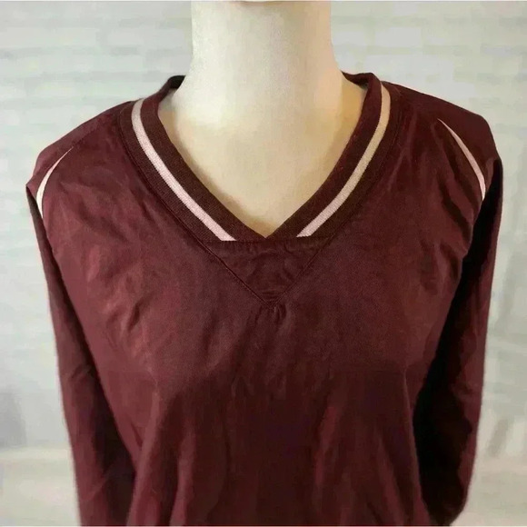 Champion Vintage 90s Adult M Pullover V-Neck Windbreaker Lined Jacket Maroon red - Picture 6 of 16